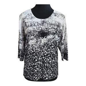 ⭐️ Floral Women's Blouse With Rhinestones And 3/4 Sleeves Size L